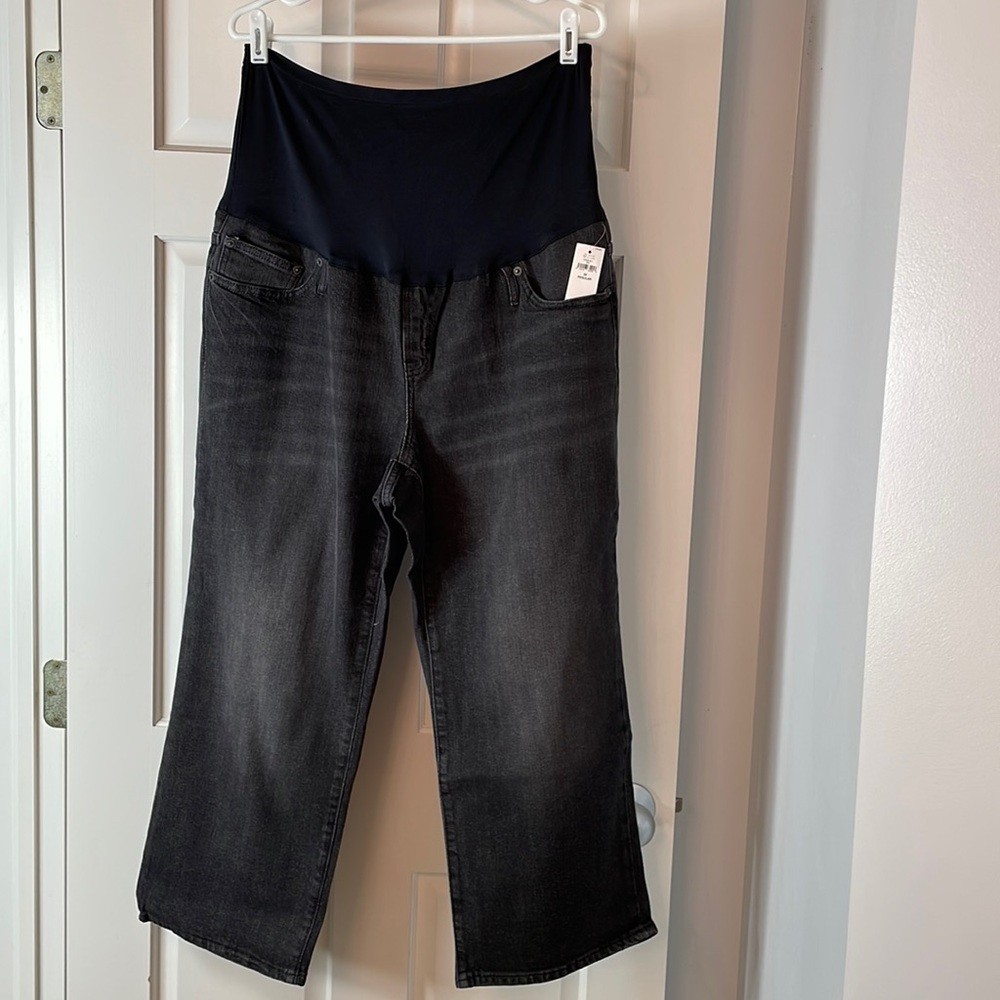 NWT Gap Maternity Crop Flare Black Wash Denim Jeans Size 34